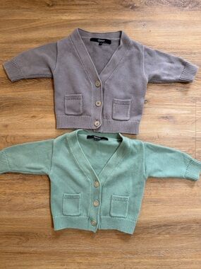Quince Organic Cotton Baby Cardigan Sweater Bundle 3-6M